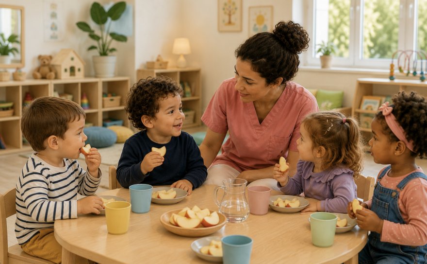 Atelier en crèche : une fausse route au goûter — histoire immersive SST petite enfance IFK Expertise